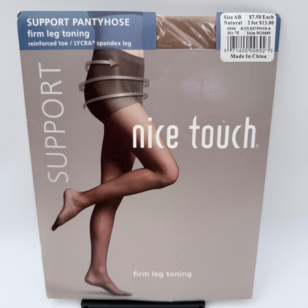 Nice Touch Support Pantyhose AB Natural Control Top Firm Leg Toning NOS